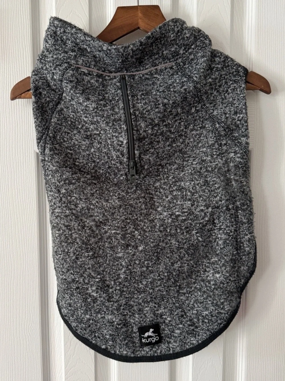 Kurgo Large Gray Marled Fleece Dog Jacket Reflective Zip Winter Coat